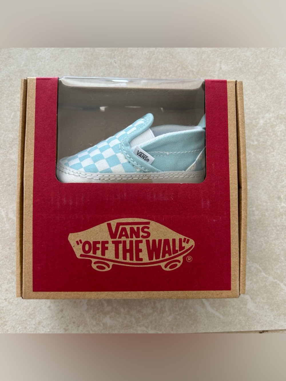 Vans Baby Slip-On Checkerboard Sneakers - Light Blue & White